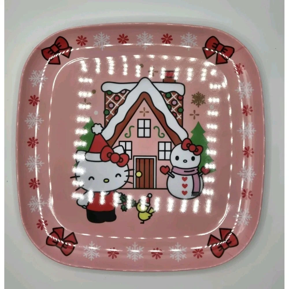 Hello Kitty Children's Melamine Christmas 2-pc Plate & Bowl Set NEW